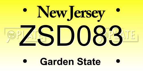 ZSD083 New Jersey License Plate
