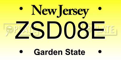 ZSD08E New Jersey License Plate