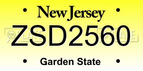 ZSD2560 New Jersey License Plate