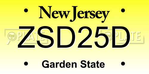 ZSD25D New Jersey License Plate