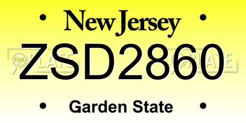 ZSD2860 New Jersey License Plate