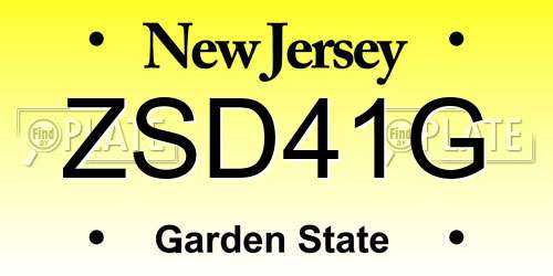 ZSD41G New Jersey License Plate