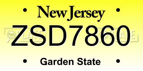 ZSD7860 New Jersey License Plate