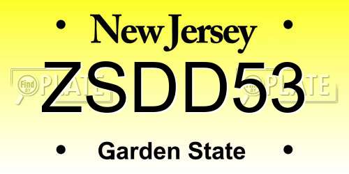 ZSDD53 New Jersey License Plate