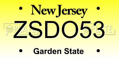 ZSDO53 New Jersey License Plate