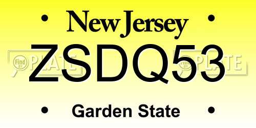 ZSDQ53 New Jersey License Plate