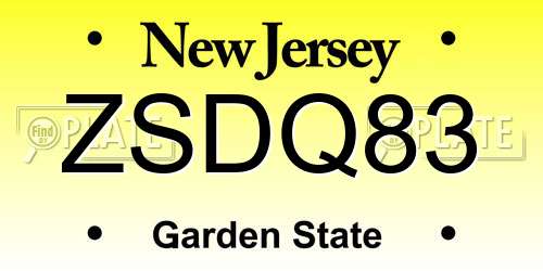 ZSDQ83 New Jersey License Plate