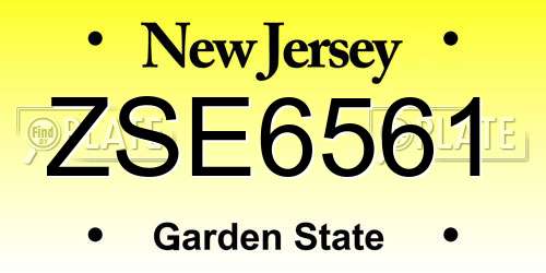 ZSE6561 New Jersey License Plate