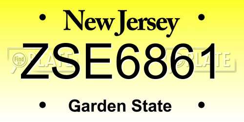 ZSE6861 New Jersey License Plate