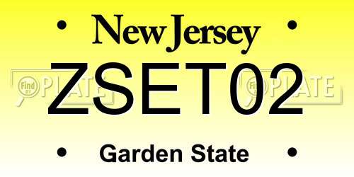ZSET02 New Jersey License Plate