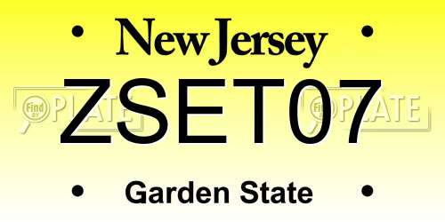 ZSET07 New Jersey License Plate