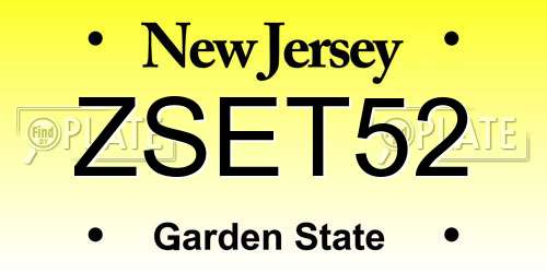 ZSET52 New Jersey License Plate
