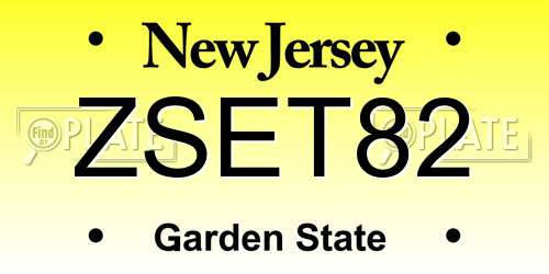 ZSET82 New Jersey License Plate