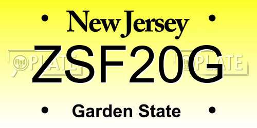 ZSF20G New Jersey License Plate