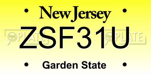 ZSF31U New Jersey License Plate