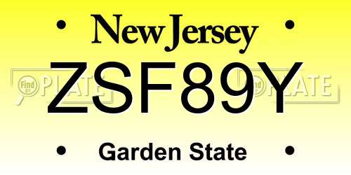 ZSF89Y New Jersey License Plate