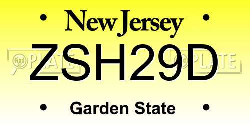 ZSH29D New Jersey License Plate