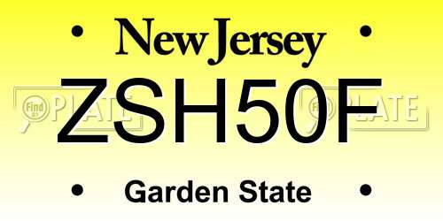 ZSH50F New Jersey License Plate
