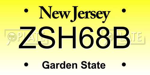 ZSH68B New Jersey License Plate