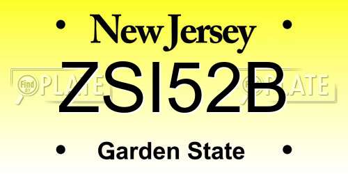 ZSI52B New Jersey License Plate