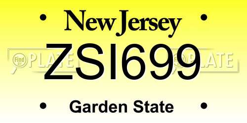 ZSI699 New Jersey License Plate