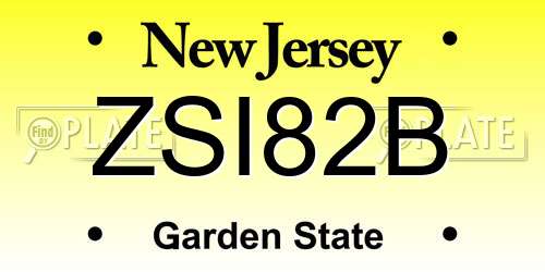 ZSI82B New Jersey License Plate