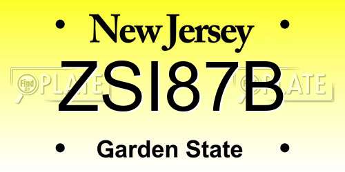 ZSI87B New Jersey License Plate