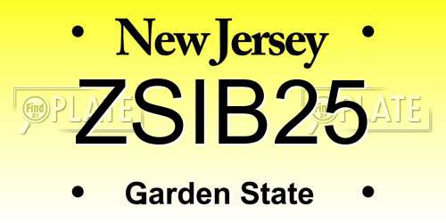 ZSIB25 New Jersey License Plate