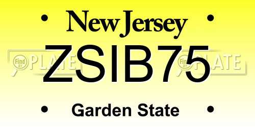 ZSIB75 New Jersey License Plate