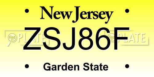 ZSJ86F New Jersey License Plate
