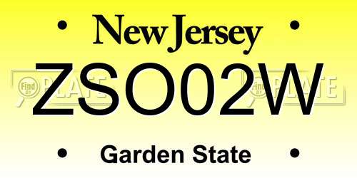 ZSO02W New Jersey License Plate