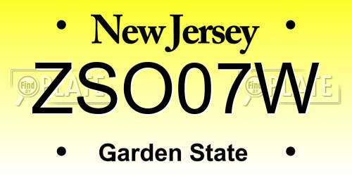 ZSO07W New Jersey License Plate