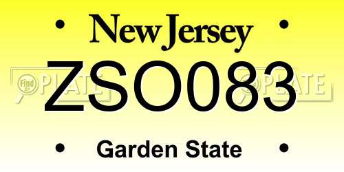 ZSO083 New Jersey License Plate