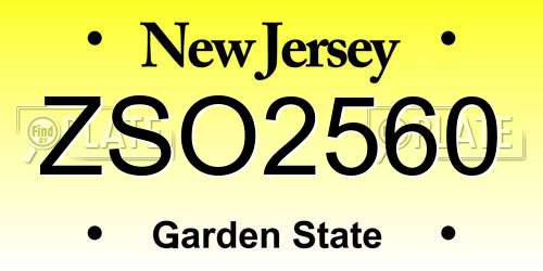 ZSO2560 New Jersey License Plate