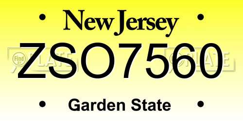 ZSO7560 New Jersey License Plate