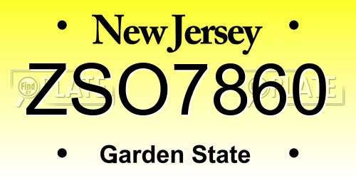 ZSO7860 New Jersey License Plate
