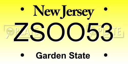 ZSOO53 New Jersey License Plate