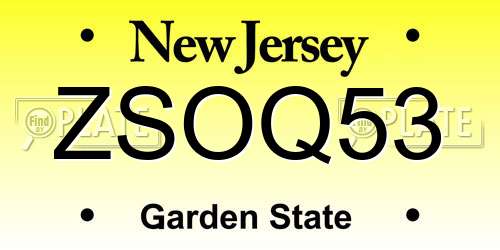 ZSOQ53 New Jersey License Plate