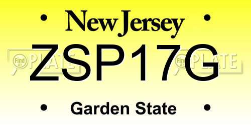 ZSP17G New Jersey License Plate