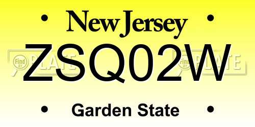 ZSQ02W New Jersey License Plate
