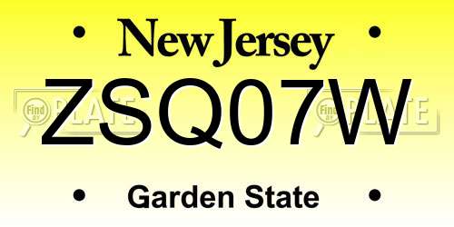 ZSQ07W New Jersey License Plate