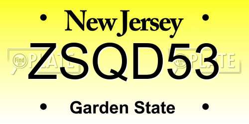 ZSQD53 New Jersey License Plate