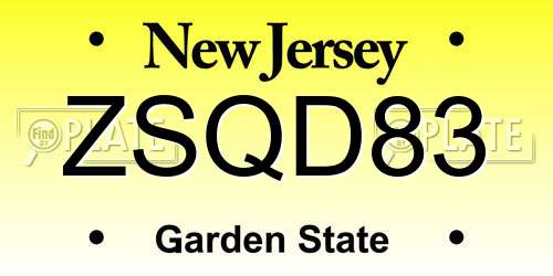 ZSQD83 New Jersey License Plate