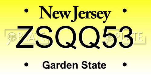 ZSQQ53 New Jersey License Plate