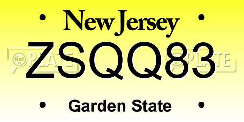 ZSQQ83 New Jersey License Plate