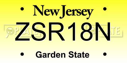 ZSR18N New Jersey License Plate