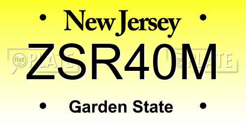 ZSR40M New Jersey License Plate