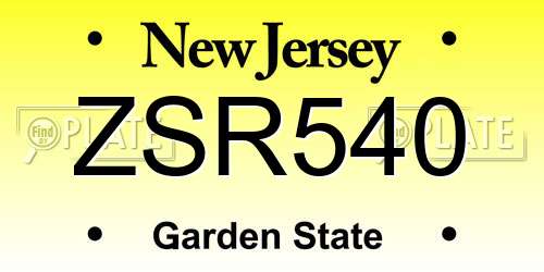 ZSR540 New Jersey License Plate