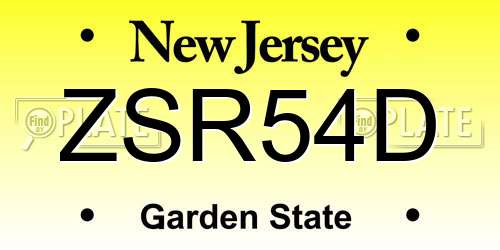 ZSR54D New Jersey License Plate