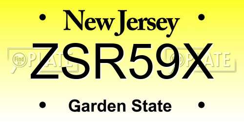 ZSR59X New Jersey License Plate